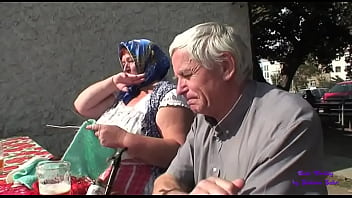 A young girl accompanies two elderly people to fuck in the countryside