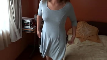 A mature mother is excited to show off in front of her stepson to see him masturbate and cum