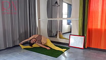 Yellow pantyhose. Naked yoga. Nude yoga. Naked gymnastics. Nude gymnastics. Naked athlete. 2