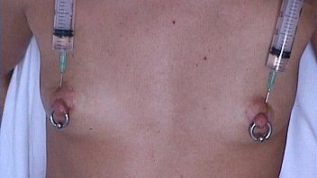 Injection Saline in Breast Nipples Pumping Tits & Vibrator