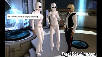 Two hot 3D babes getting fucked hard on a spaceship