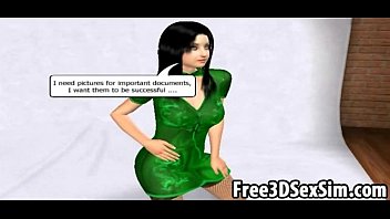 Sexy 3D cartoon brunette babe does a photo shoot