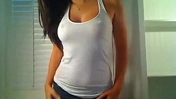 wow brunette in white tanktop see through -tinycam.org