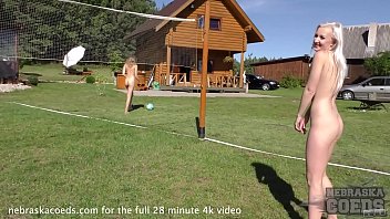 playing volleyball in the nude then lesbian pussy licking session