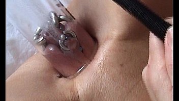 Pumping Pierced Pussy and Saline Balls inflation Fucking