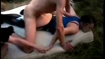 Amateur submissive wife used by strangers outdoor