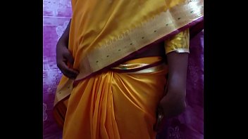 Desi Hot Wife Stripping In Yellow Saree