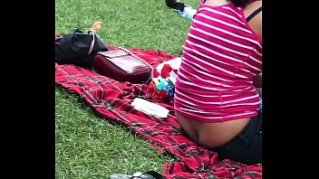 Candid park exposure, oriental chick panty show.