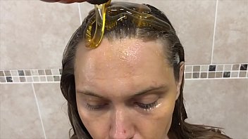 Sexy Sticky Girl plays in Messy Honey, Eggs and Custard