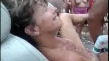 Mature whore used by strangers at nude camping