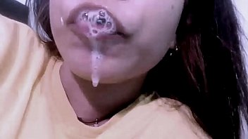 Latina Teen Spits And Swallows And Drools And Sucks And Plays With Her Own Saliva