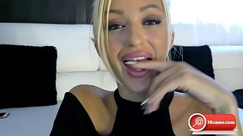 Ugly blonde German slut sucks on dildo