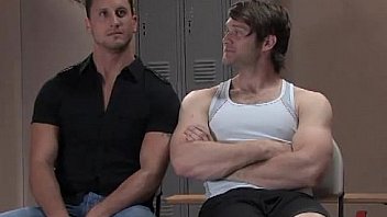 Two muscle gays bondage fuck in gym