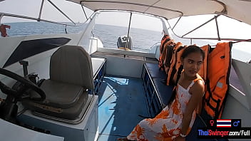 Sex on the water in a boat with his cute Thai teen amateur girl