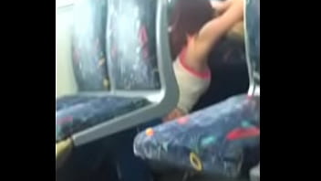 Hot lesbian pussy lick caught on bus