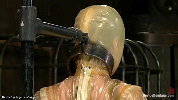 Lesbian slave in all latex suit tormented by Mz Berlin then second slave in back arch bondage zippered and third ebony slut whipped by master Orlando