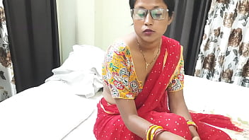 Real Indian Women in Red Saree looks Sexy and horny on Bed