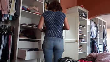 58-year-old Latin step mother exhibits herself in front of her friend's son to see her huge cock jerking off, cum on ass