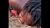 Clown has sex with ebony girl on farm